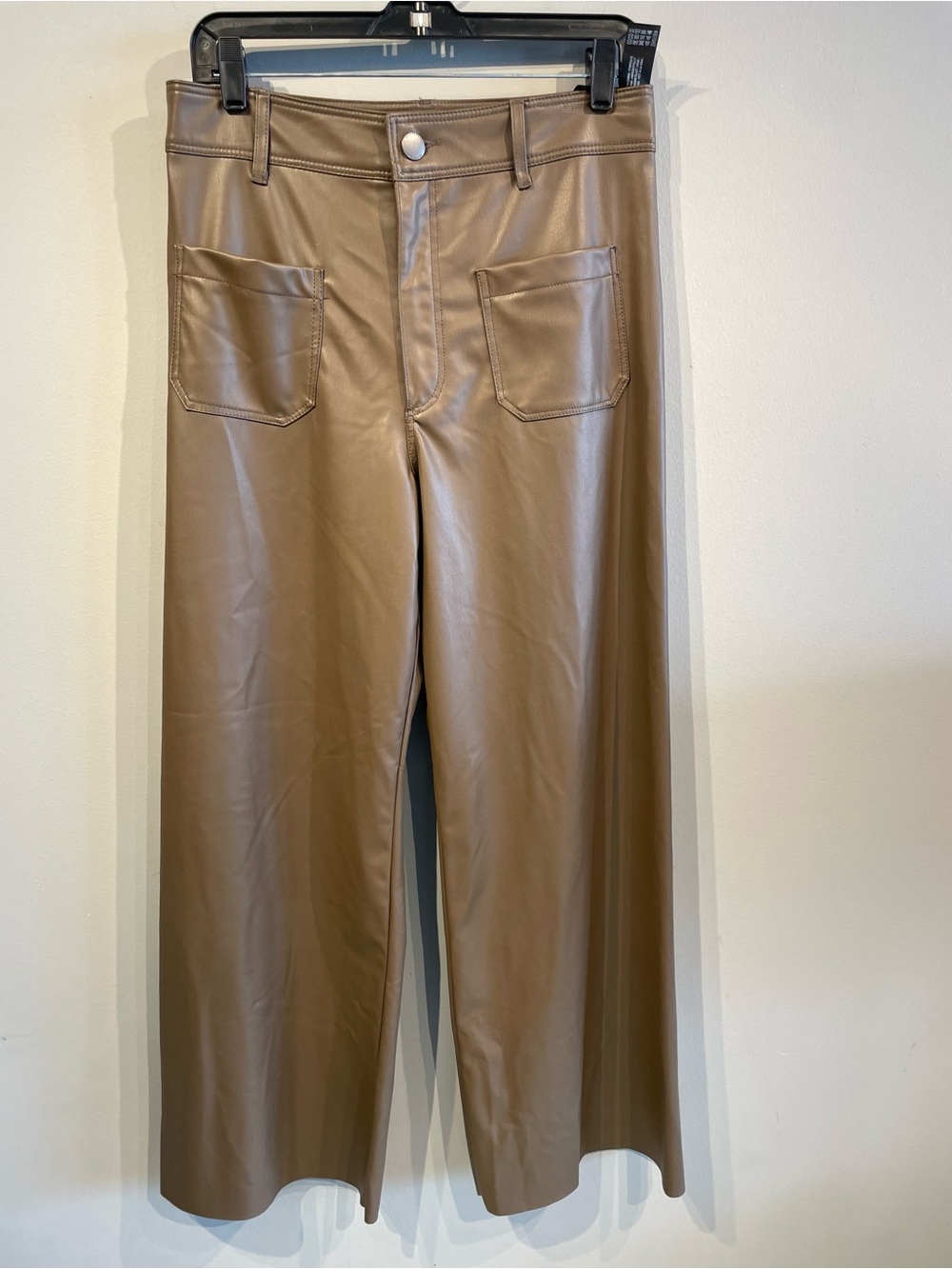 New with tags Zara Faux Leather Wide-Leg Pants - Taupe Brown size 2